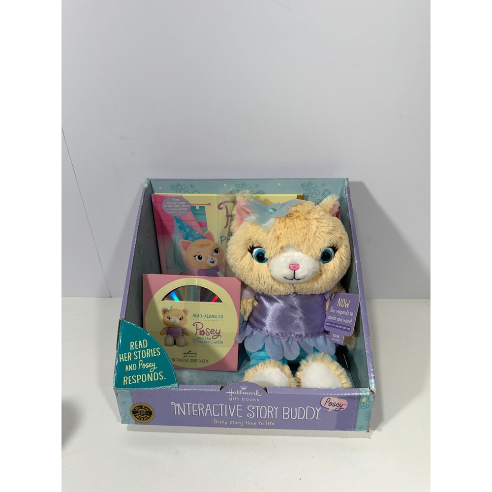 Hallmark Posey Interactive Story Buddy Plush Kitten with Book and CD New RARE
